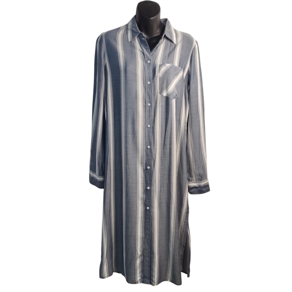 Express Women's Gray White Button Down Shirt Dress Size XS/TP NWT